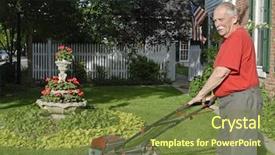  Presentation with senior citizen - Audience pleasing presentation consisting of senior citizen mowing backdrop and a tawny brown colored foreground