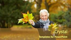  Presentation with senior citizen - Presentation theme featuring senior citizen strolling background and a tawny brown colored foreground