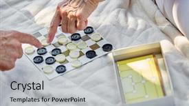  Presentation with board game - Beautiful PPT theme featuring senior citizens compete on a board game in summer in the garden backdrop and a light gray colored foreground