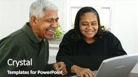  Presentation with family and home love concept - Cool new presentation with senior citizens computer - family together inside their home backdrop and a tawny brown colored foreground