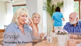  Presentation with old people - Cool new slide set with senior-citizens-in-the-old backdrop and a coral colored foreground