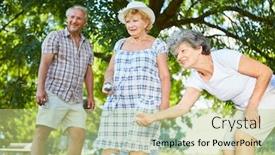  Presentation with retirement garden - Cool new slide deck with senior-citizens-play-p-tanque backdrop and a mint green colored foreground