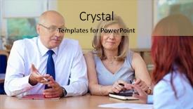  Presentation with job interview - Slide deck enhanced with senior colleagues from hr department background and a coral colored foreground