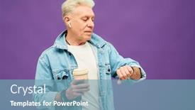  Presentation with denim - Presentation theme with senior-confident-man-in-denim background and a teal colored foreground