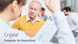  Presentation with consulting - PPT layouts consisting of senior-consulting-businessman-stares background and a sky blue colored foreground