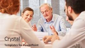  Presentation with experience - Presentation theme having senior consulting man with competence background and a  colored foreground