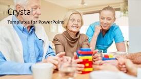  Presentation with caregiver - Colorful presentation design enhanced with senior couple and caregiver play backdrop and a lemonade colored foreground