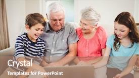  Presentation with senior living - Cool new PPT layouts with senior couple and their grand backdrop and a coral colored foreground