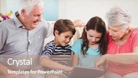  Presentation with using digital tablet - Amazing slide deck having senior couple and their grand backdrop and a coral colored foreground