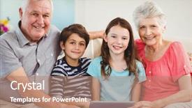  Presentation with senior living - Colorful slide set enhanced with senior couple and their grand backdrop and a coral colored foreground