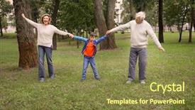  Presentation with senior couple - Presentation theme consisting of senior couple and their grandchild background and a tawny brown colored foreground