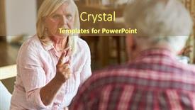  Presentation with senior couple - Audience pleasing slide set consisting of senior couple arguing and discussing a marriage problem at home backdrop and a tawny brown colored foreground