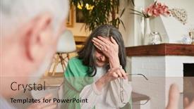  Presentation with senior living - Theme with senior-couple-arguing-with-each background and a coral colored foreground