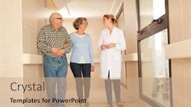  Presentation with geriatric - Beautiful presentation design featuring senior-couple-as-visitors backdrop and a coral colored foreground