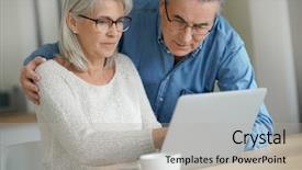  Presentation with senior couple - Cool new slides with senior couple at home using backdrop and a light gray colored foreground