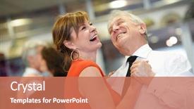  Presentation with couple dance - Colorful slide deck enhanced with senior couple attending dance class backdrop and a coral colored foreground