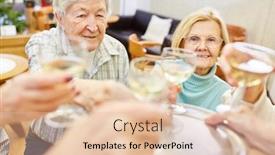  Presentation with wedding anniversary - Presentation theme having senior-couple-celebrating-birthday background and a lemonade colored foreground