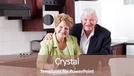  Presentation with happy retirement - Audience pleasing slides consisting of senior couple checking retirement investment backdrop and a coral colored foreground