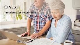  Presentation with senior couple - Amazing PPT layouts having senior couple checking their bills backdrop and a lemonade colored foreground