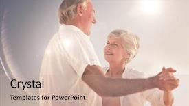  Presentation with senior couple - Cool new presentation design with senior couple dancing backdrop and a coral colored foreground