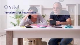  Presentation with senior couple - Cool new presentation theme with senior-couple-discussing-financial-plans backdrop and a sky blue colored foreground