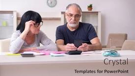  Presentation with senior couple - Slide deck with senior-couple-discussing-financial-plans background and a light gray colored foreground