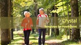  Presentation with active seniors senior couple - Colorful presentation enhanced with senior couple doing sport outdoors backdrop and a tawny brown colored foreground
