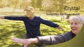  Presentation with tai chi - PPT theme having senior couple doing tai chi background and a yellow colored foreground