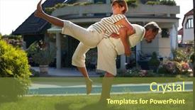  Presentation with senior couple - Cool new slides with senior couple doing workout exercise backdrop and a tawny brown colored foreground