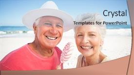  Presentation with lollipop - PPT layouts consisting of senior couple eating lollipop on a sunny day background and a light blue colored foreground