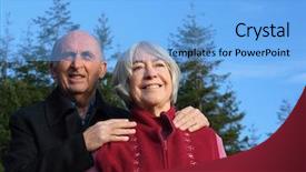  Presentation with pine forest - Amazing presentation having senior couple embrace while enjoying a winter walk through a pine forest backdrop and a light blue colored foreground