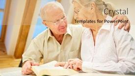  Presentation with retirement - Beautiful slide set featuring senior-couple-enjoy-reading backdrop and a coral colored foreground
