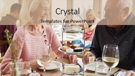  Presentation with afternoon tea - Presentation theme featuring senior couple enjoying afternoon tea background and a soft green colored foreground