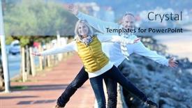  Presentation with freedom - Slide deck with senior couple enjoying freedom background and a light blue colored foreground