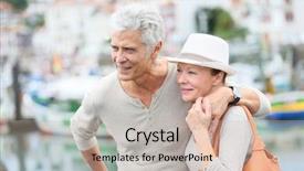  Presentation with journey - Amazing presentation design having senior couple enjoying journey in tourist city backdrop and a soft green colored foreground