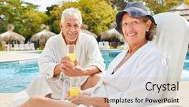  Presentation with senior spa - Presentation consisting of senior couple enjoying the spa background and a coral colored foreground