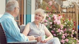  Presentation with senior couple - Slide deck with senior-couple-enjoying-their-coffee background and a coral colored foreground