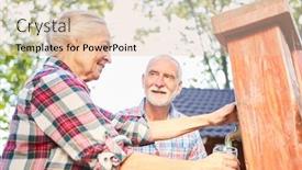  Presentation with water fountain - Slide set consisting of senior-couple-fills-water background and a lemonade colored foreground