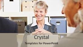  Presentation with senior couple - Colorful presentation design enhanced with senior couple getting financial advice backdrop and a  colored foreground