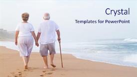  Presentation with old couple walking - Cool new slides with senior couple hand in hand backdrop and a sky blue colored foreground