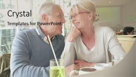  Presentation with senior couple - Presentation theme featuring senior-couple-having-a-drink and a coral colored foreground