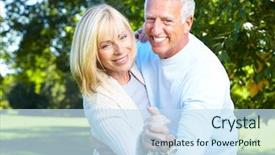  Presentation with fun brain - Slide set consisting of senior couple having a fun background and a  colored foreground