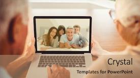  Presentation with rear view of bodyguard - PPT theme having senior couple having a video background and a coral colored foreground