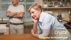  Presentation with at home senior care - Beautiful slides featuring senior couple having an argument backdrop and a tawny brown colored foreground