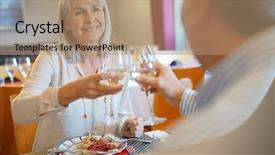  Presentation with fancy - Presentation theme having senior couple having dinner background and a coral colored foreground