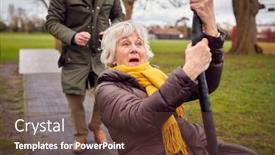  Presentation with swing - Cool new slide set with senior-couple-having-fun-playing backdrop and a tawny brown colored foreground