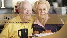  Presentation with good morning couple bed - PPT layouts consisting of senior couple having morning tea background and a yellow colored foreground