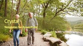  Presentation with active seniors senior couple - Amazing presentation theme having senior couple hiking along path backdrop and a tawny brown colored foreground