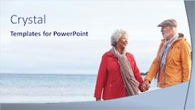  Presentation with senior couple - Amazing PPT theme having senior-couple-hold-hands backdrop and a sky blue colored foreground