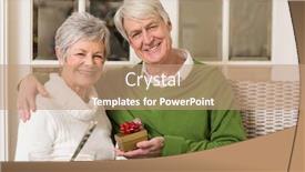  Presentation with senior living - Audience pleasing PPT theme consisting of senior-couple-holding-a-christmas backdrop and a coral colored foreground